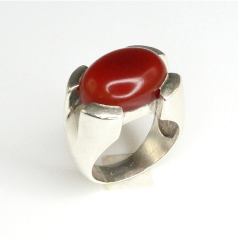 inel statement modernist, cu anturaj carnelian. Danemarca 